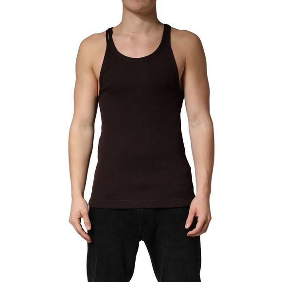 Dolce & Gabbana Brown Sleeveless Round Neck Tank Top Men's T-shirt